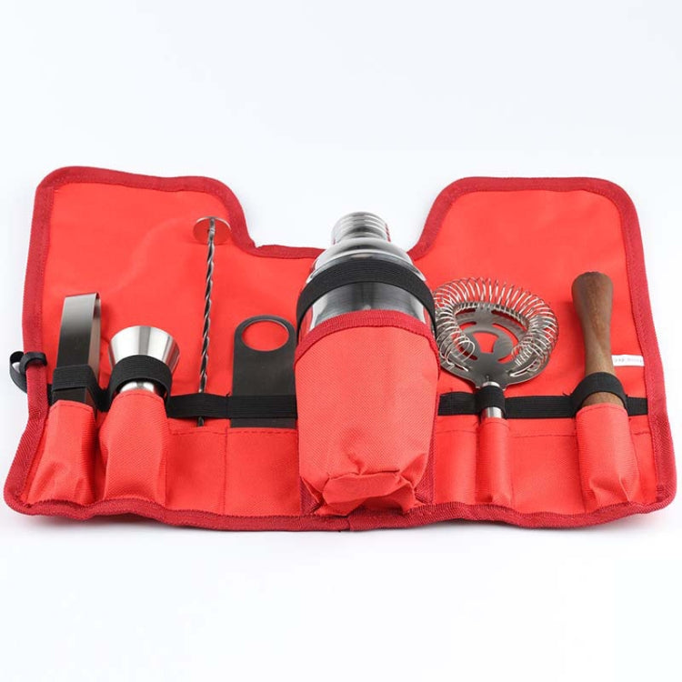 8 in 1 Stainless Steel Wine Cocktail Shaker Tools Set with Cloth Bag, Capacity: 350ml