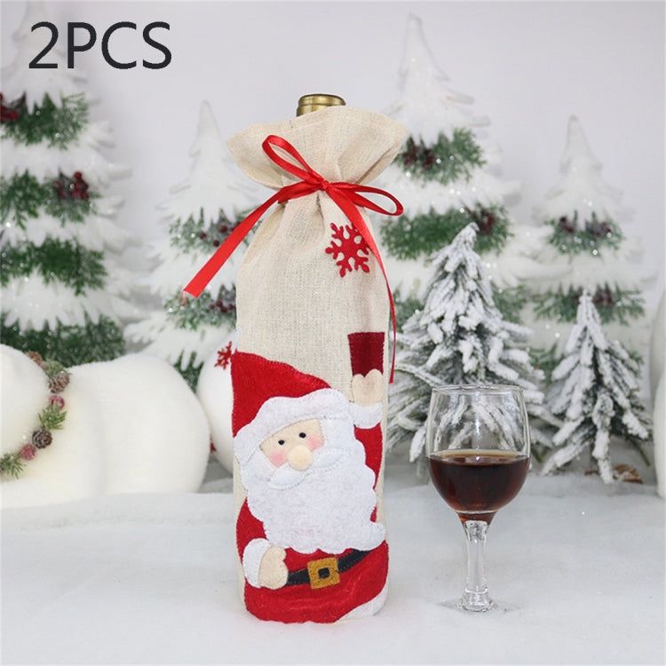 2 PCS CX20216 Elk Pattern Wine Bottle Bag Christmas Decoration