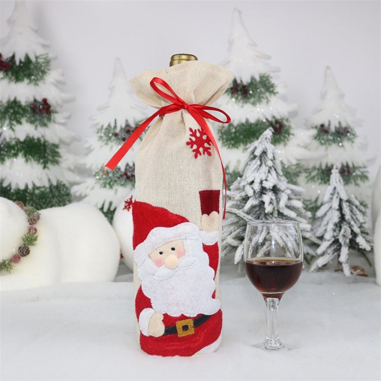 2 PCS CX20216 Elk Pattern Wine Bottle Bag Christmas Decoration