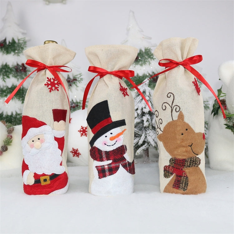 2 PCS CX20216 Elk Pattern Wine Bottle Bag Christmas Decoration
