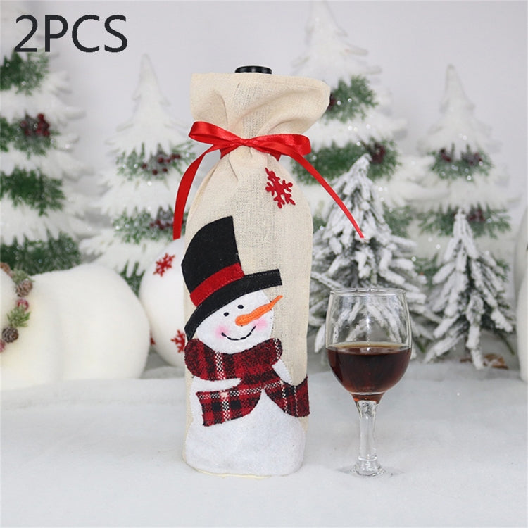 2 PCS CX20216 Elk Pattern Wine Bottle Bag Christmas Decoration