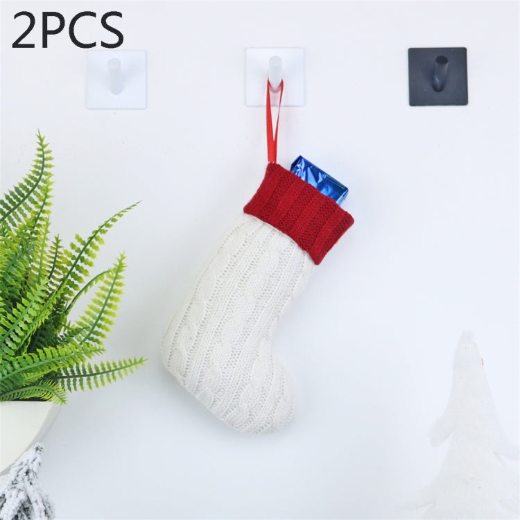 2 PCS CX20220 Christmas Wool Knitting Sock Gift Bag Christmas Tree Pendant Decoration