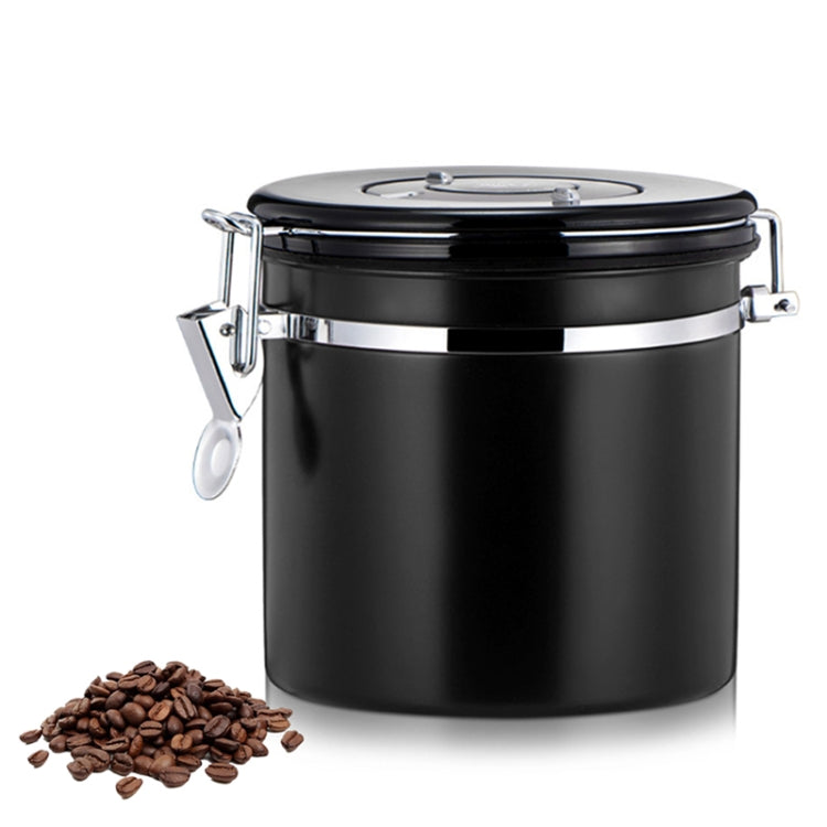 800ml Stainless Steel Sealed Food Coffee Grounds Bean Storage Container with Built-in CO2 Gas Vent Valve & Calendar