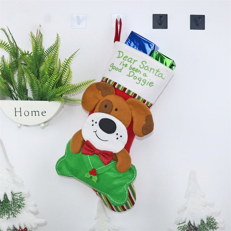 CX20224 Dog Pattern Christmas Sock Gift Bag Christmas Tree Pendant Decoration