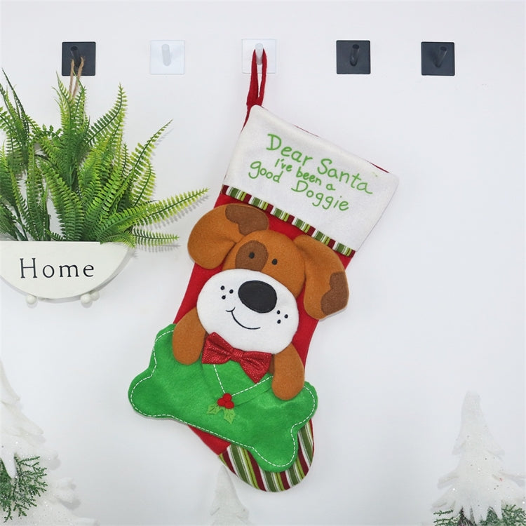 CX20224 Dog Pattern Christmas Sock Gift Bag Christmas Tree Pendant Decoration