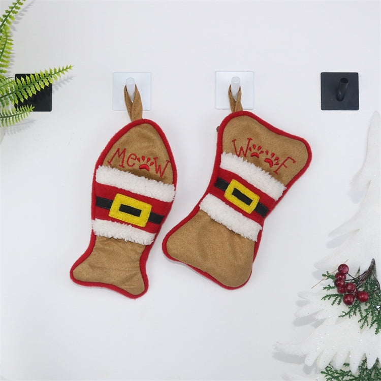 CX20223 Multi-function Fish Shape Christmas Sock Gift Bag Knife Fork Sleeve Christmas Tree Pendant Decoration
