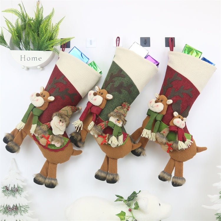 CX20226 Santa Claus Pattern Christmas Sock Gift Bag Christmas Tree Pendant Decoration