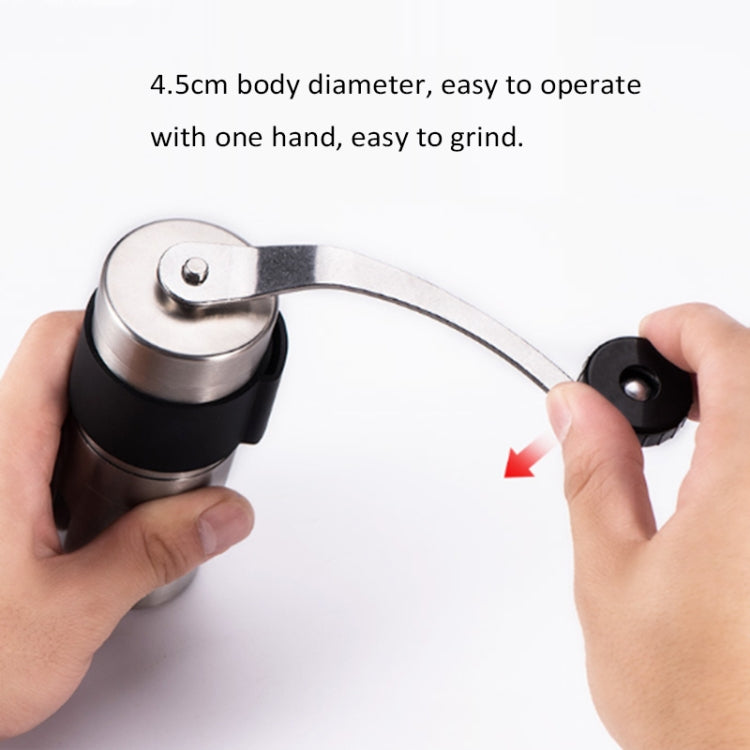 Portable Conical Burr Mill Manual Stainless Steel Hand Crank Coffee Bean Grinder with Silicone Ring, Capacity: 40g