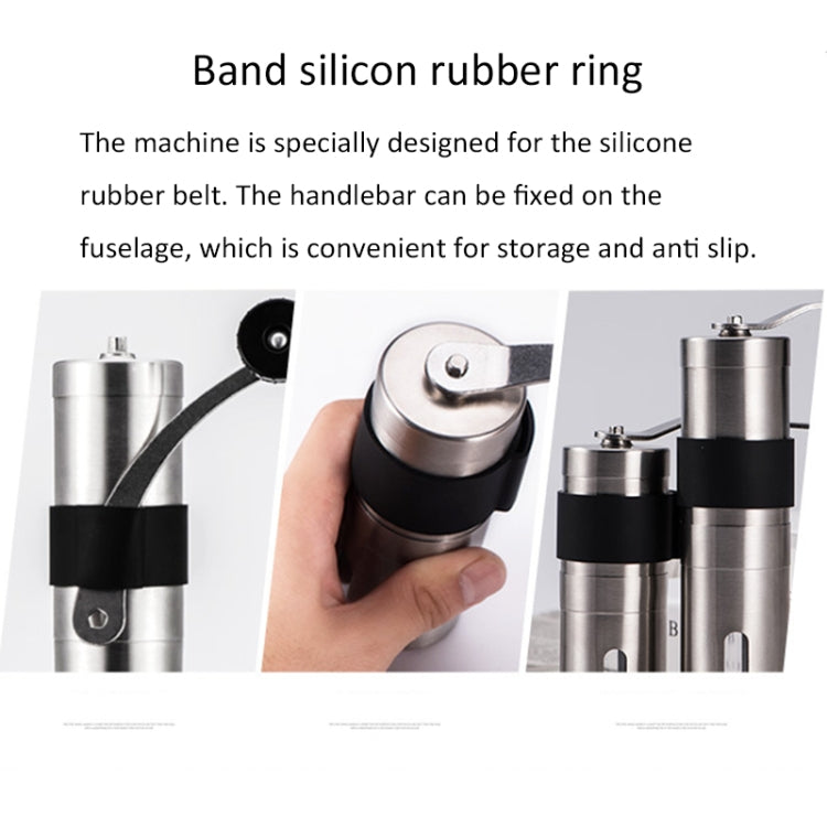 Portable Conical Burr Mill Manual Stainless Steel Hand Crank Coffee Bean Grinder with Silicone Ring, Capacity: 40g