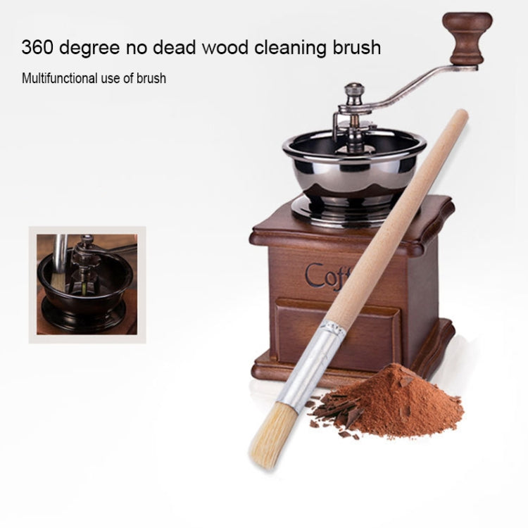 2 PCS Wood Handle Bristles Coffee Grinder Dusting Cleaning Brush, Length: 19.5cm
