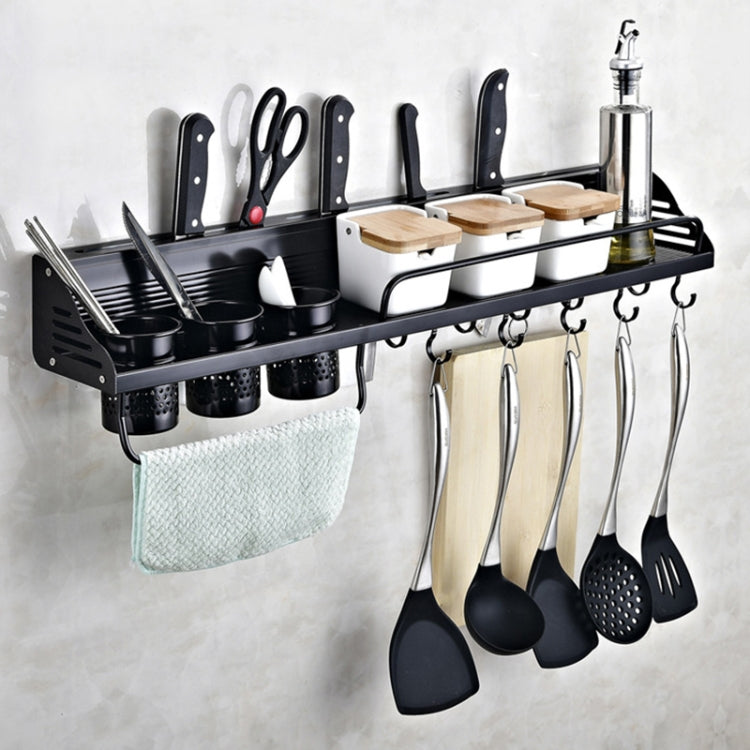 A Version 80cm 3 Cups 10 Hooks Kitchen Multi-function Wall-mounted Condiment Storage Rack