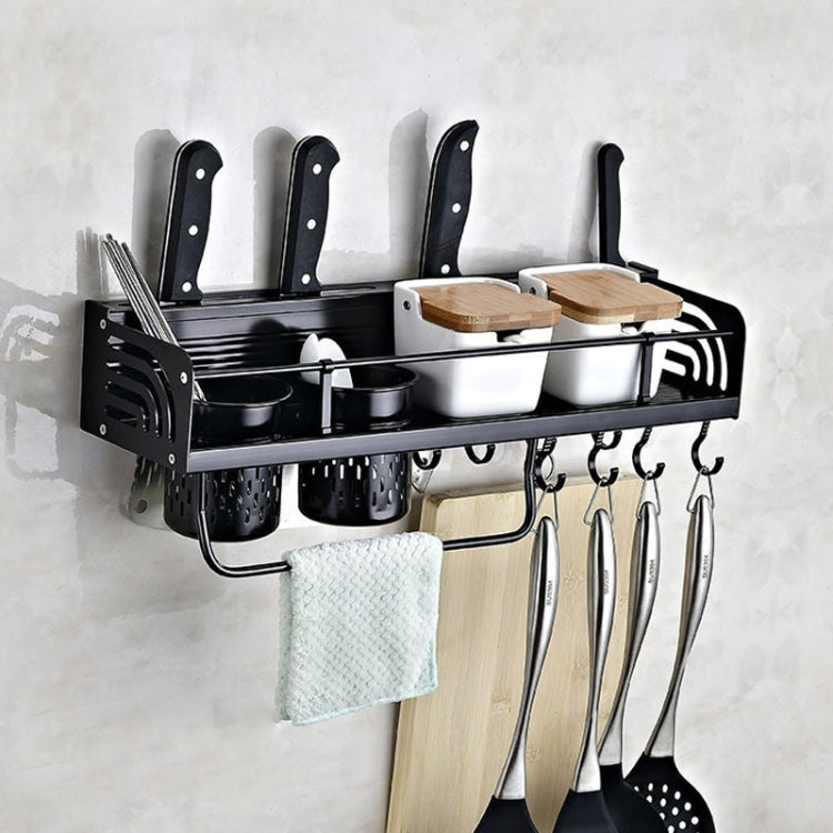B Version 50cm 2 Cups 10 Hooks Kitchen Multi-function Wall-mounted Condiment Storage Rack