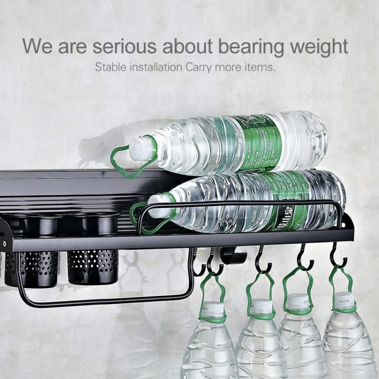 C Version 60cm 2 Cups 10 Hooks Kitchen Multi-function Wall-mounted Condiment Storage Rack