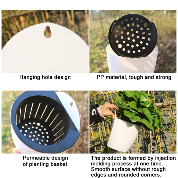 Self-Watering Planter Grow Plants Lazy Flower Pots Wall-hanging Round Resin Plastic Flower Pots, Size: 11x8x10.5cm