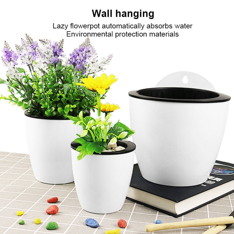 Self-Watering Planter Grow Plants Lazy Flower Pots Wall-hanging Round Resin Plastic Flower Pots, Size: 11x8x10.5cm