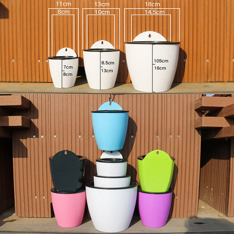 Self-Watering Planter Grow Plants Lazy Flower Pots Wall-hanging Round Resin Plastic Flower Pots, Size: 11x8x10.5cm