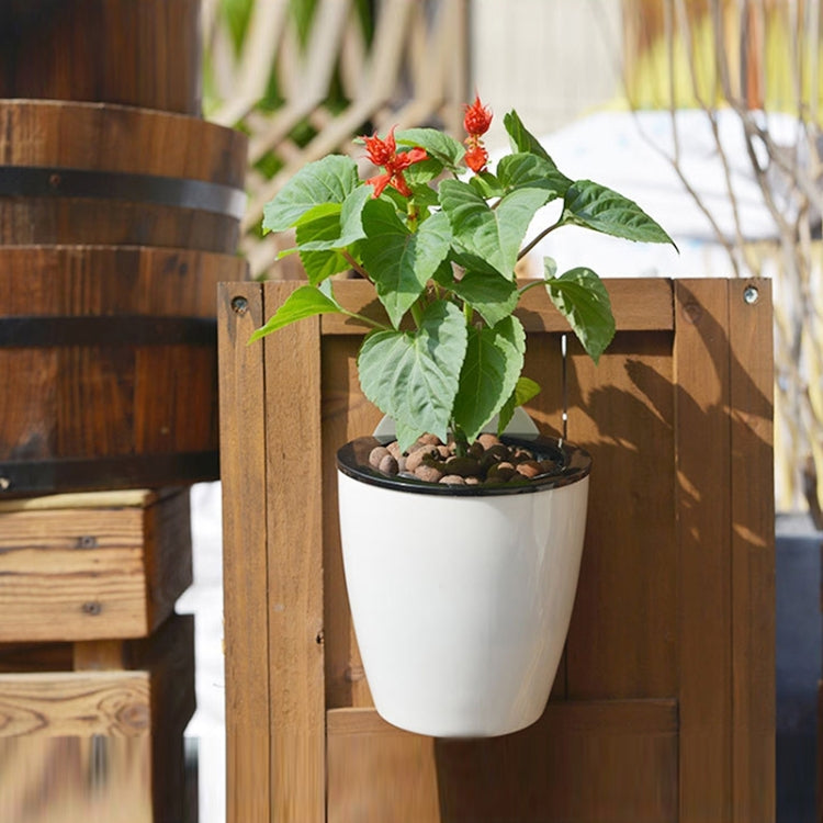 Self-Watering Planter Grow Plants Lazy Flower Pots Wall-hanging Round Resin Plastic Flower Pots, Size: 18x12.5x16cm
