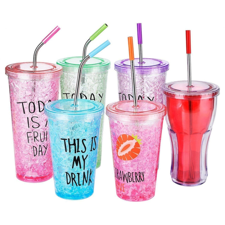 8pcs Reusable Silicone Tips Stainless Steel Drinking Straws + 2pcs Cleaner Brushes Set Kit with Cashmere Bag,  215*6mm