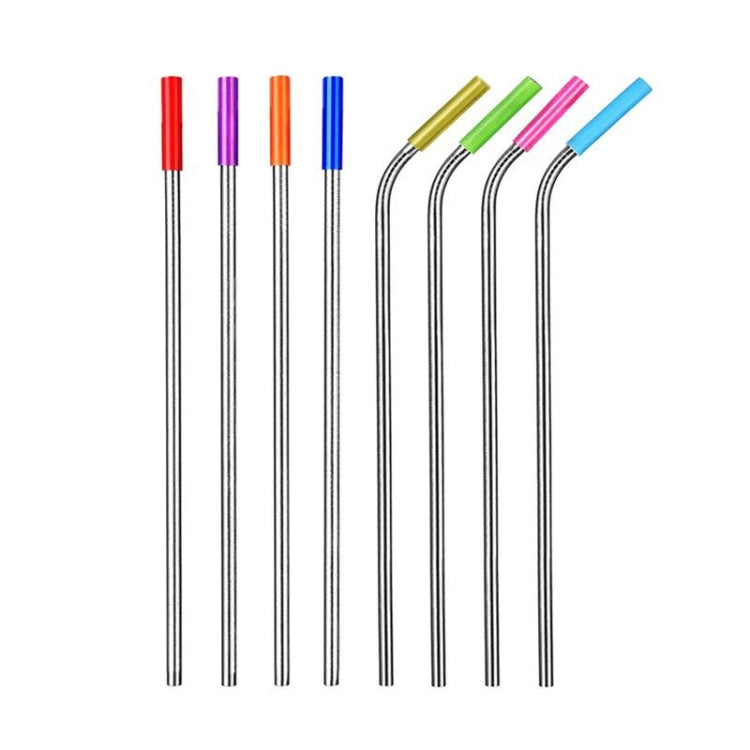 8 PCS Reusable Silicone Tips Stainless Steel Drinking Straws + 2 PCS Cleaner Brushes Set Kit with Cashmere Bag,  266*6mm