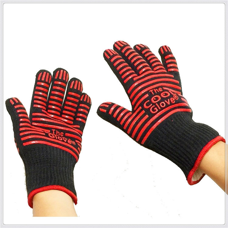 2 Layer Fire Protection Portable Silicone Anti-skidding High Temperature Resistance Cooking Baking Barbecue Gloves