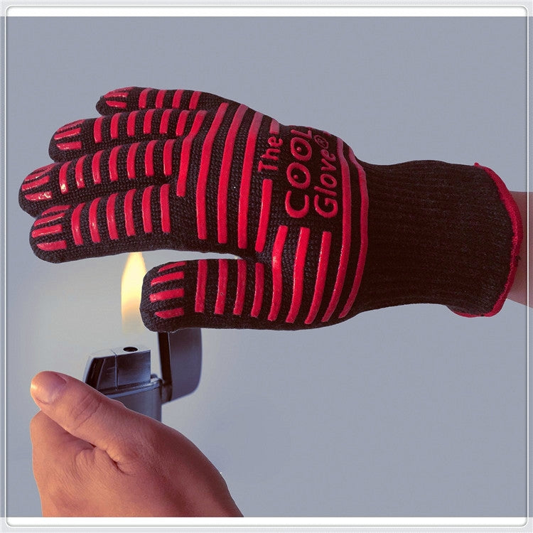 2 Layer Fire Protection Portable Silicone Anti-skidding High Temperature Resistance Cooking Baking Barbecue Gloves