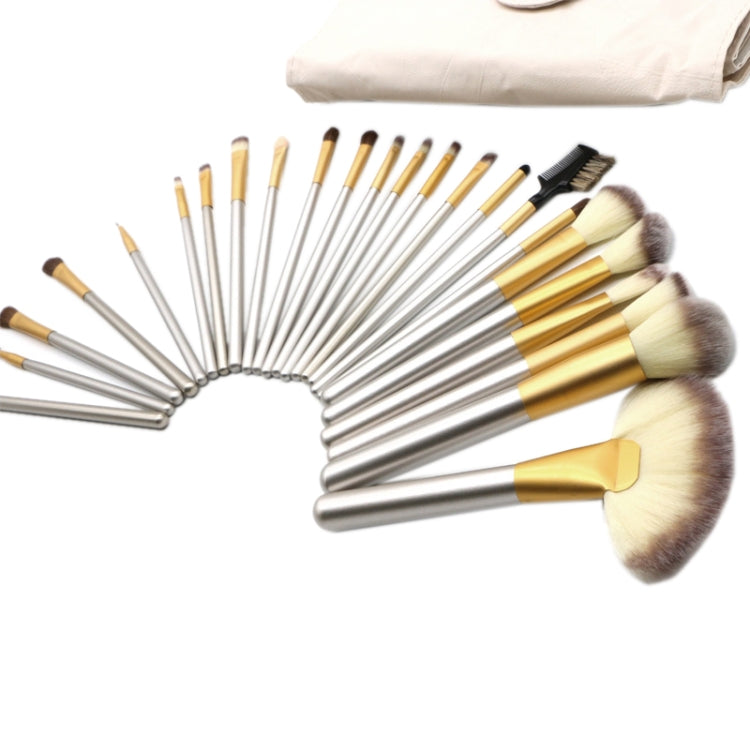 24 in 1 High-grade Beige Beauty Makeup Brushes Tools Kit, Size: 25.4*52.6cm