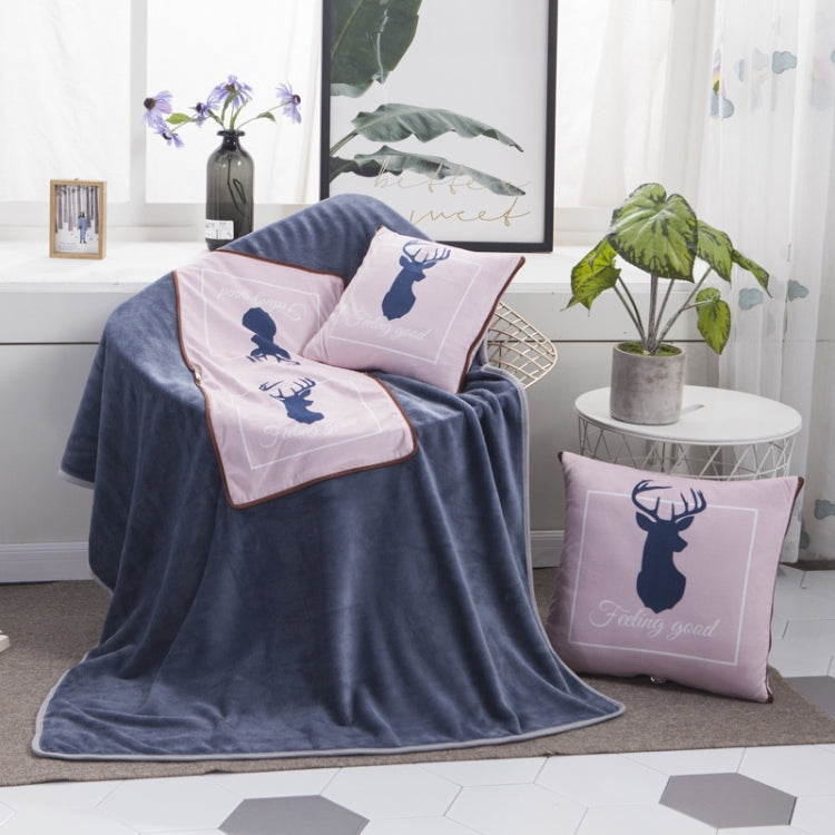 Pink Mule Deer Pattern Multifunctional Plush Blanket Square Pillow Quilt Office Car Pillow Cushion, Size : M