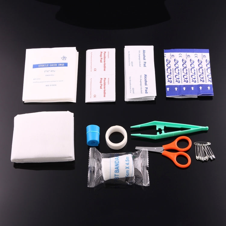 2 PCS Portable First Aid Kit with Bag, Includes Sanitizing Pads, Gauzes, Scissors,Band-aids and Tweezers, Random Color Delivery