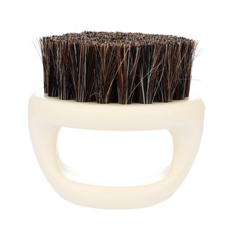Men Ring Design Portable Boar Brush White ABS Haircut Cleaning Shaving Brush