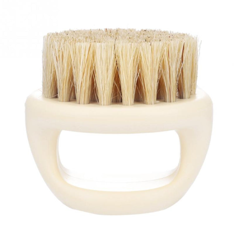 Men Ring Design Portable Boar Brush White ABS Haircut Cleaning Shaving Brush