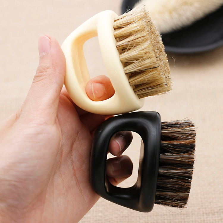Men Ring Design Portable Boar Brush White ABS Haircut Cleaning Shaving Brush