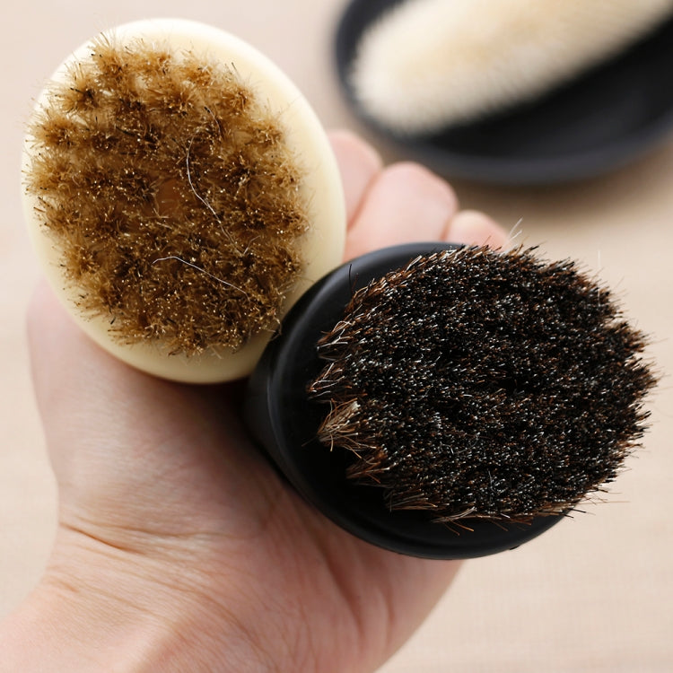 Men Ring Design Portable Boar Brush White ABS Haircut Cleaning Shaving Brush