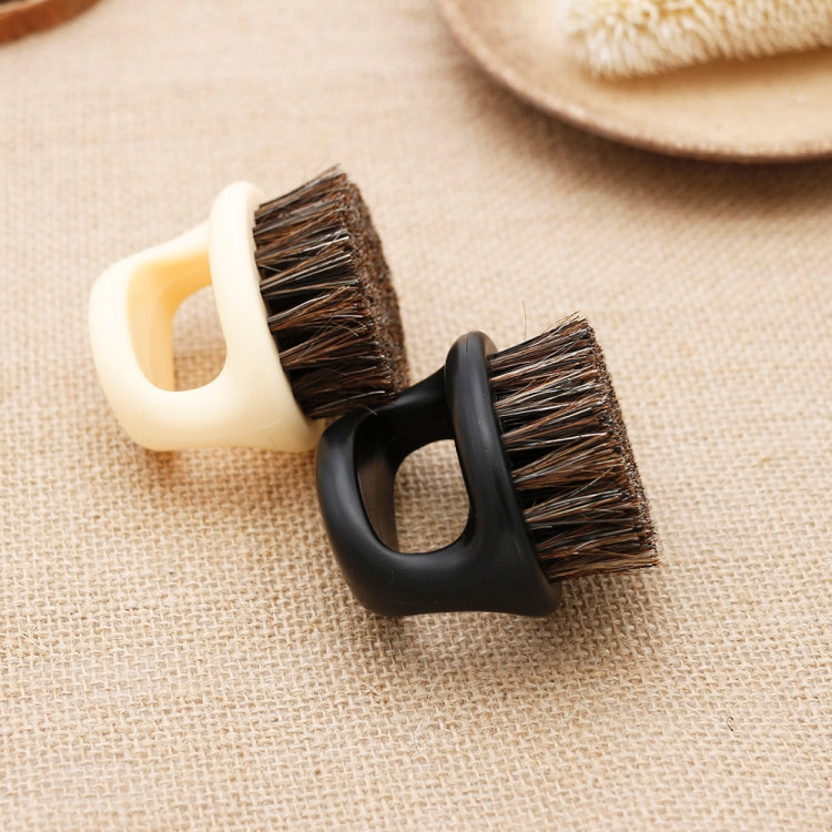 Men Ring Design Portable Boar Brush White ABS Haircut Cleaning Shaving Brush