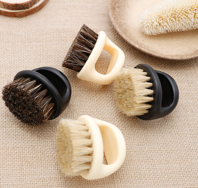 Men Ring Design Portable Boar Brush White ABS Haircut Cleaning Shaving Brush