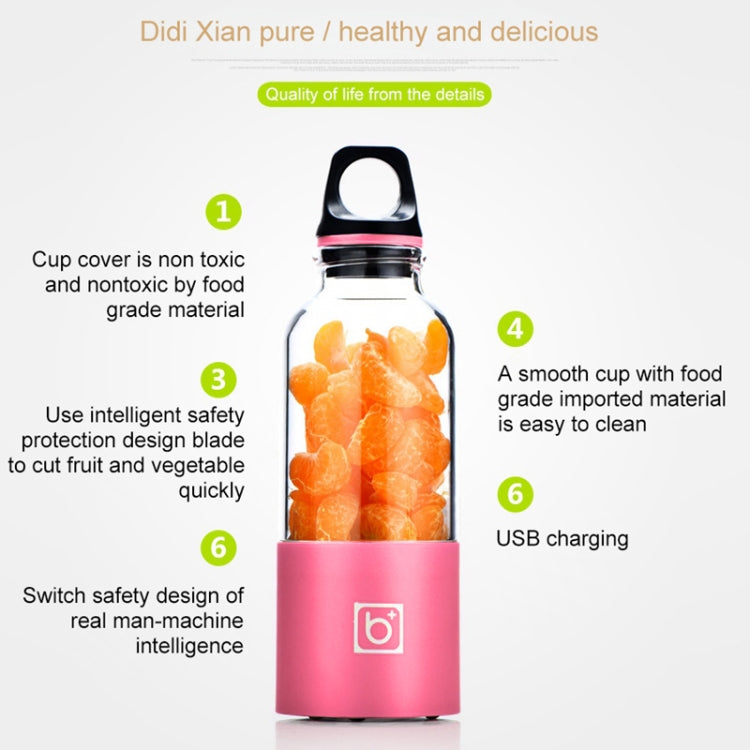 Bingo 500ml Mini Portable USB Rechargeable Electric Juicer Cup  Juicer Blender, 22000 Revolutions Per Minute
