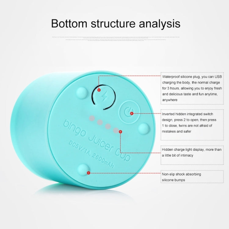 Bingo 500ml Mini Portable USB Rechargeable Electric Juicer Cup  Juicer Blender, 22000 Revolutions Per Minute