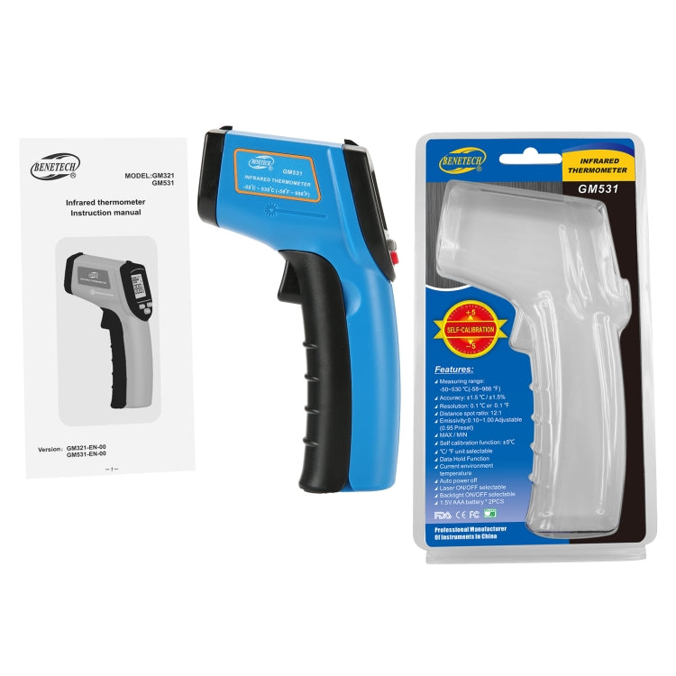 BENETECH GM531 Handheld Thermometer Cooking Digital Infrared Thermometer, Measure Range: -50~530 C