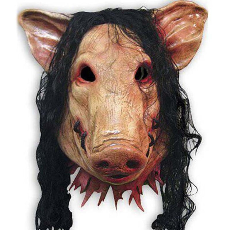 Halloween Mask Latex Pig Head Cap Halloween Festival Party Fancy Pig Face Masquerade Masks with Hair