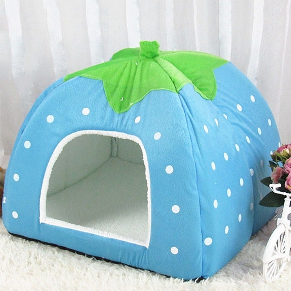Strawberry Shaped Foldable Short Plush Pet House Nest, Size: M