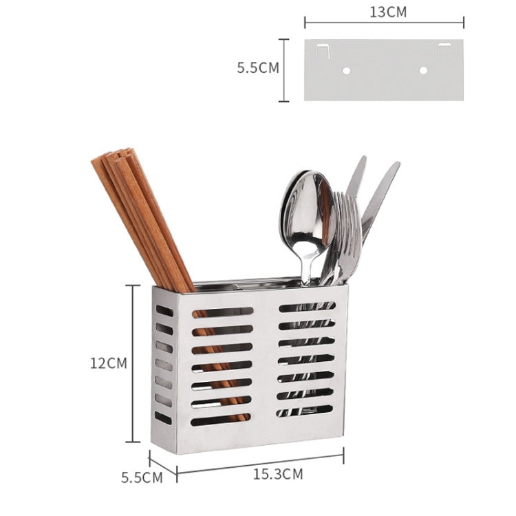 304 Stainless Steel Wall-mounted Kitchen Rack Hanging Knife Holder Double Cage Chopsticks Canister