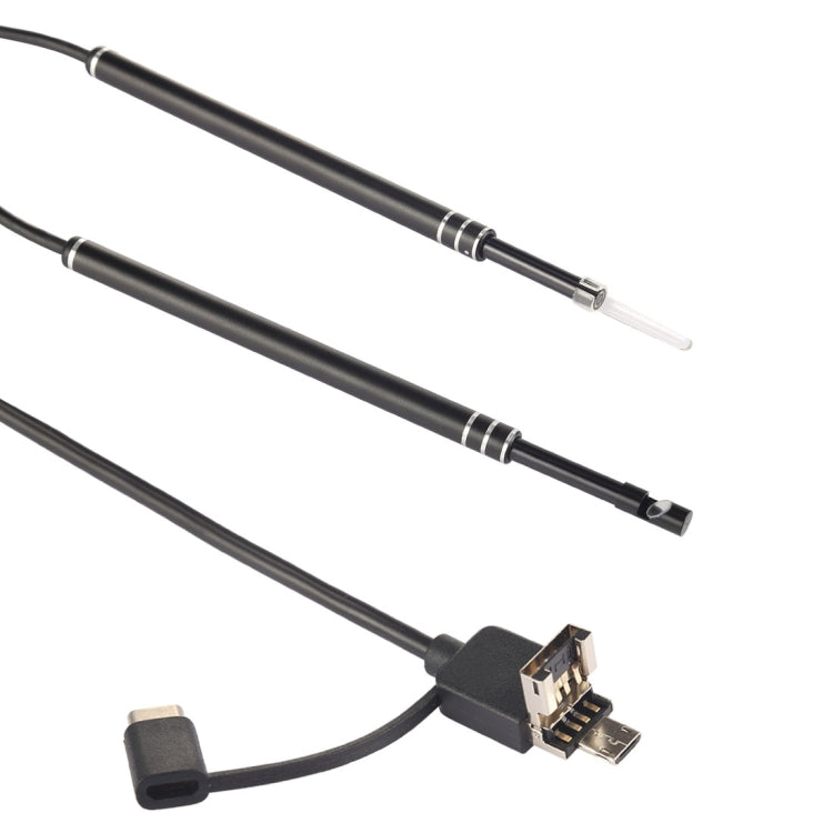 i96 3 in 1 USB Ear Scope Inspection HD 0.3MP Camera Visual Ear Spoon for OTG Android Phones & PC & MacBook, 1.85m Length Cable