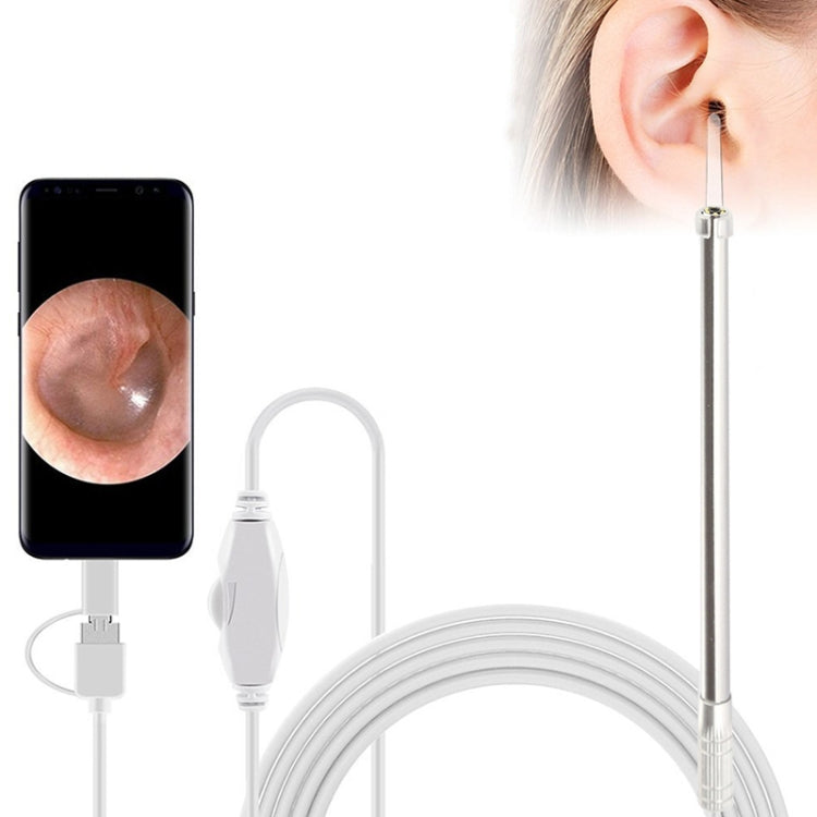 i95 3 in 1 USB Ear Scope Inspection HD 0.3MP Camera Visual Ear Spoon for OTG Android Phones & PC & MacBook, 1.75m Length Cable