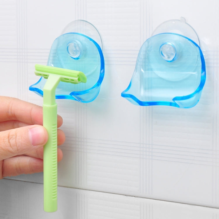 Bathroom Storage Tools Suction Cup Shaving Razor Rack Holder Storage Shaver Rack Wall Hook Hangers Sucker(Clear Blue)