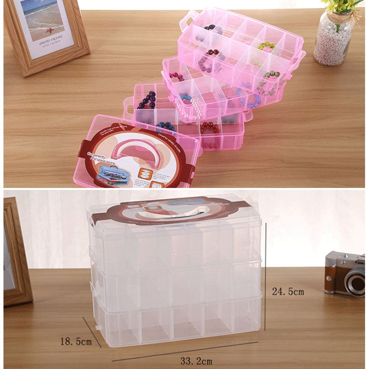 Large Storage Box Three Layer Large 36 Slots Plastic Craft Accessories Beards Jewelry Storage Box Container Home Organizer