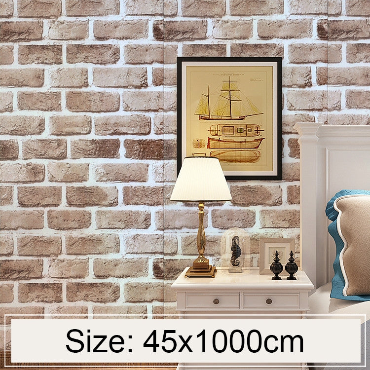 Retro Brick Creative 3D Stone Brick Decoration Wallpaper Stickers Bedroom Living Room Wall Waterproof Wallpaper Roll, Size: 45 x 1000cm