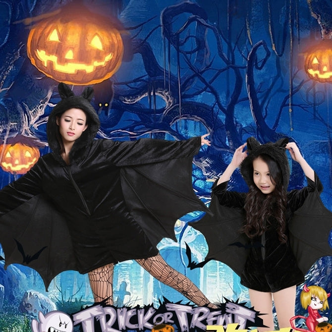 Halloween Costume Children and Women Bat Vampire Clothing Stage Performance Cosplay Clothing, Size:M, Bust: 90cm, Clothes Long: 70cm, Suggested Height:135-150cm