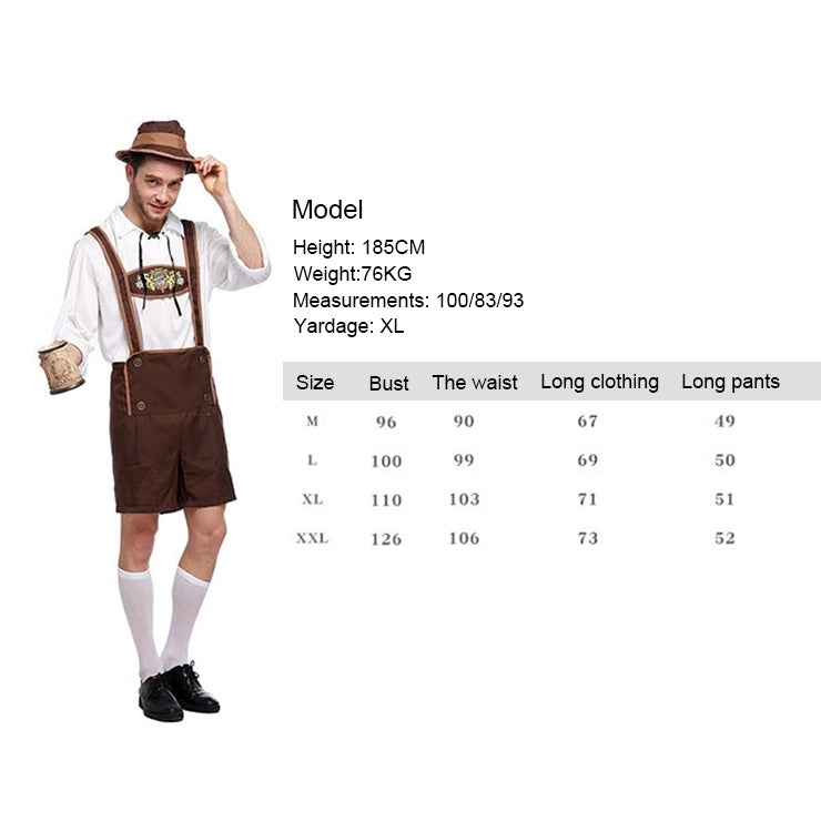 Halloween Costume Men Beer Costume Oktoberfest Suits England Style Stage Performance Cosplay Clothing, Size:L, Bust: 100cm, Waistline: 99cm, Clothes Length: 69cm, Long Pants: 50cm