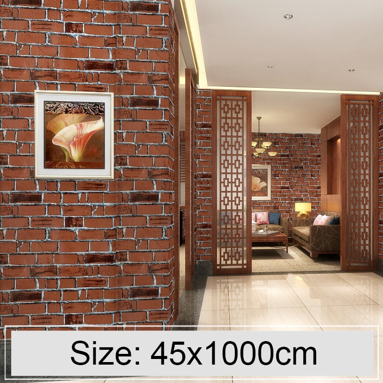 Coffee Brick Creative 3D Stone Brick Decoration Wallpaper Stickers Bedroom Living Room Wall Waterproof Wallpaper Roll, Size: 45 x 1000cm