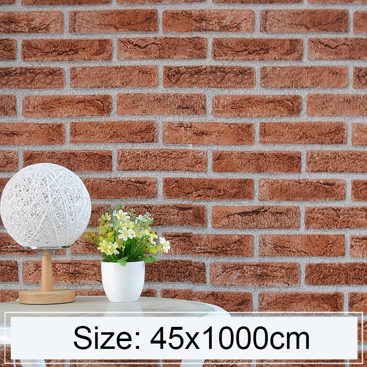 Iron Phosphate Creative 3D Stone Brick Decoration Wallpaper Stickers Bedroom Living Room Wall Waterproof Wallpaper Roll, Size: 45 x 1000cm