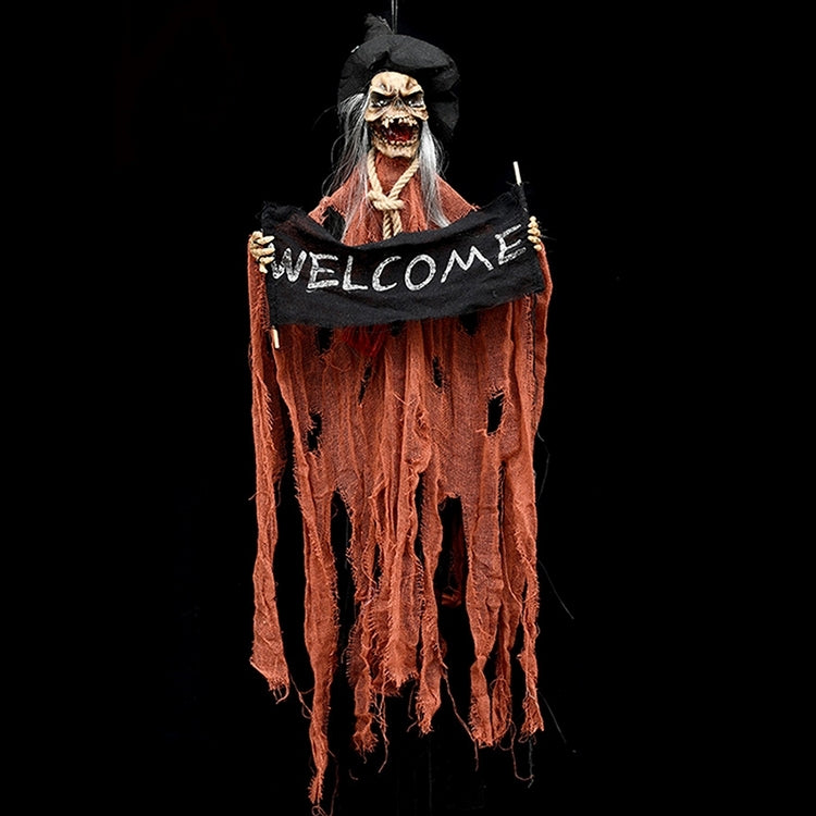 Halloween Hang Ghost Resin Electric Skull Bar Door Welcome Ghost Voice Skeleton Props Decorations